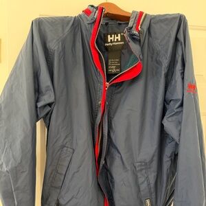 Helly Hansen Men's Blue Ski Jacket with Red Accents